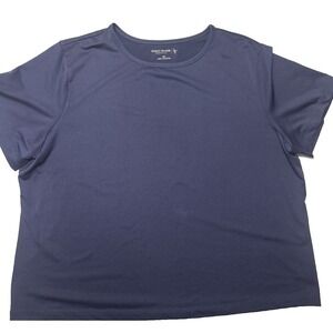 Susan Graver Women's Top Plus Size 3X Sleek Essentials Liquid Knit Navy Blue